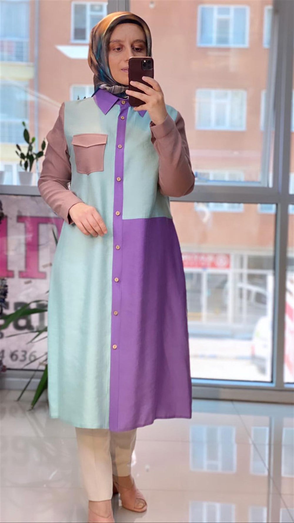 Renk Geçişli Keten Gömlek 87125
