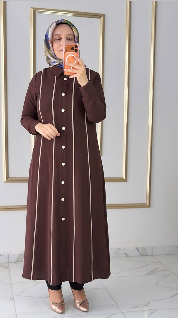 Şerit Detaylı Kahverengi Giyçık FRY