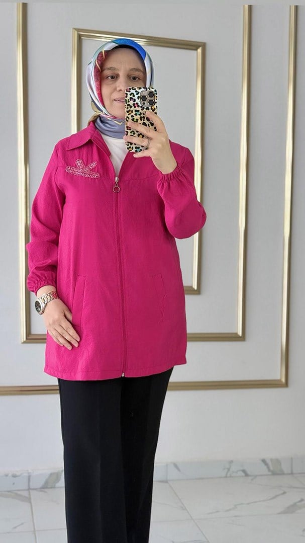 Taş Detaylı Pembe Ceket FRY