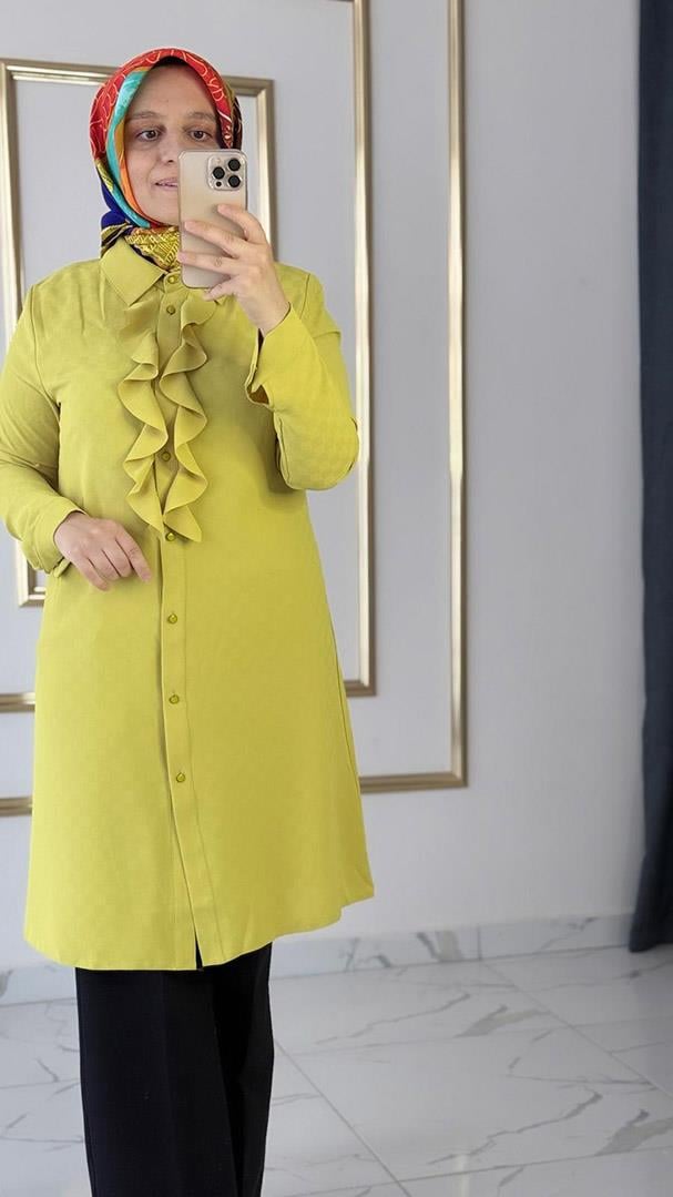 Volan Detaylı Tunik Sarı FRY
