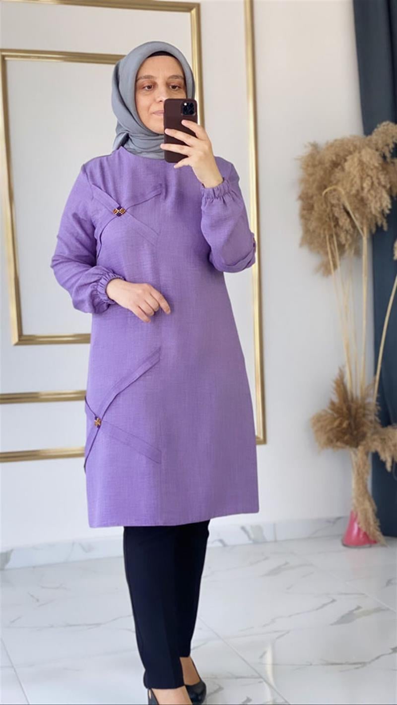 Wonna Yazlık Keten Lila Tunik FRY2748