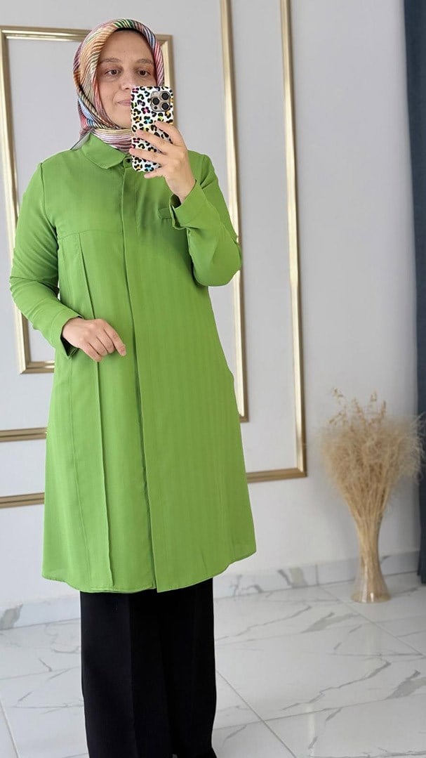 Yeni Sezon Sade Yeşil Tunik FRY