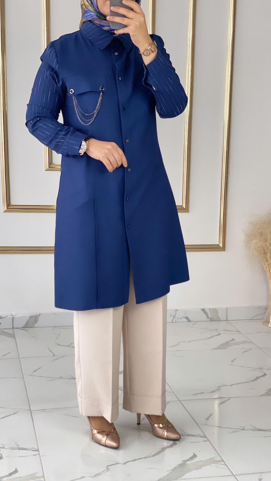 Zincir Detaylı Mavi Tunik FRY2874