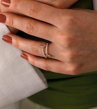 Taşlı Balık Kuyruğu Yüzük