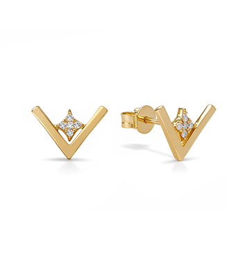 Taş Detaylı V Küpe