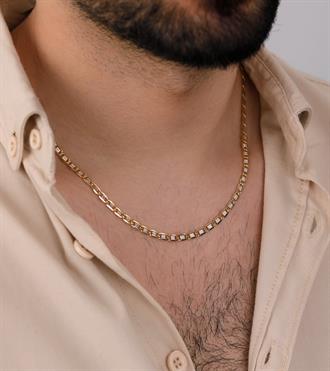 Beyaz Şeritli Ezme Zincir Kolye