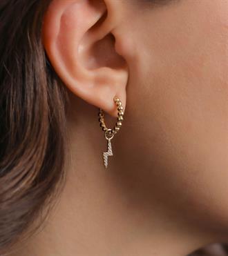 Şimşekli Toptop Halka Küpe