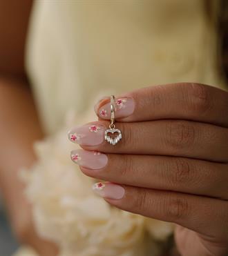 Baget Taşlı Kalp Küpe