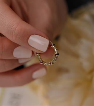 Pembe Taşlı Andre Küpe