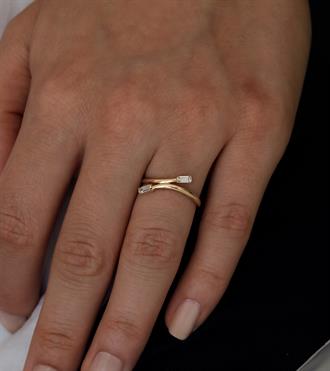 Baget Taşlı İkiz Yüzük