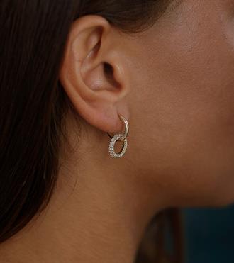 Taşlı Daire Sallantılı Küpe