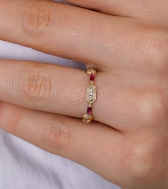 Pembe Bagetli İkon Yüzük