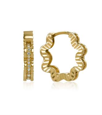 Taşlı Çiçek Halka Küpe