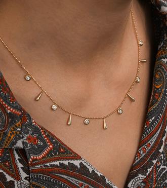 Taş ve Damla Sallantılı Kolye