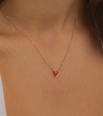 Kırmızı Kalp Kolye