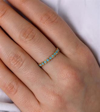 Firuze Taşlı Petek Dizilim Yüzük