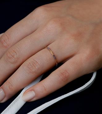 Mor Taşlı Tel Burgu Yüzük