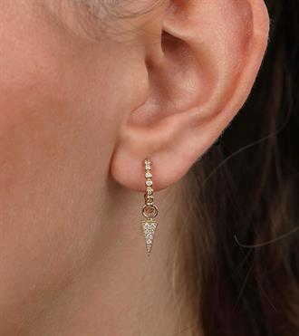 Taşlı Üçgen Sallantılı Küpe