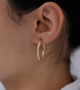 Desenli Oval Halka Küpe