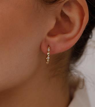 Taşlı Node Halka Küpe