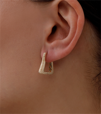 Dokulu Asimetrik Halka Küpe