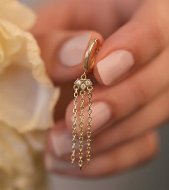 Zincir Sallantılı Nilüfer Küpe