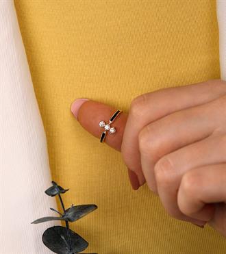 Lacivert Mineli Tria Yüzük