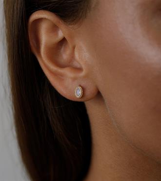 Pembe Kuvars Vidalı Küpe