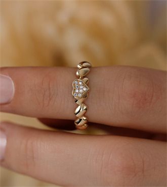 Taşlı Kalp Burgu Yüzük