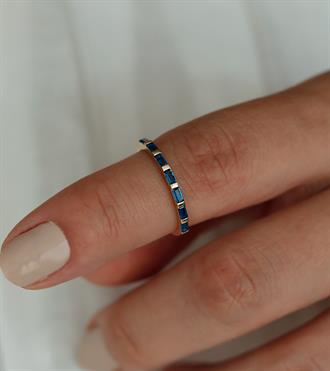 Lacivert Baget Dizilim Yüzük