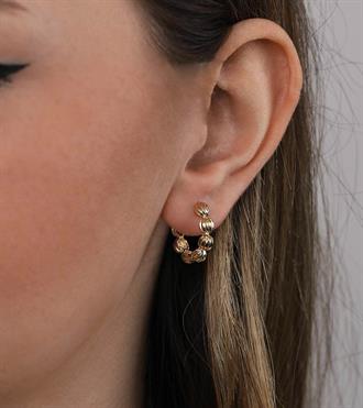 Çizgili Top Top Halka Küpe