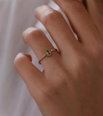 Mint Taşlı Vintage Yüzük