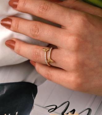 Taşlı Balık Kuyruğu Yüzük