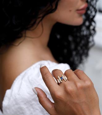 Lacivert Bagetli Solo Yüzük