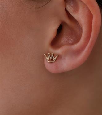 Kral Tacı Vidalı Küpe