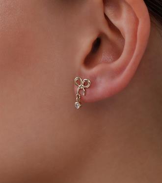 Taşlı Fiyonk Vidalı Küpe