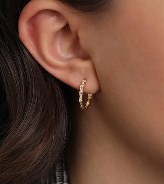 Taşlı Kemik Halka Küpe