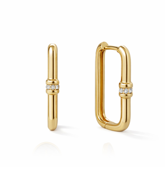 Taş Bantlı Dikdörtgen Küpe