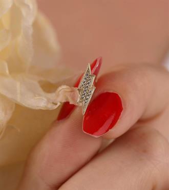 Taşlı Şimşek Vidalı Küpe