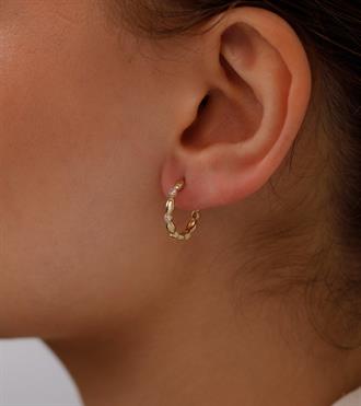 Taşlı Node Halka Küpe