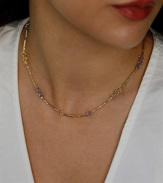 İtalyan Renkli Çiçekli Kolye