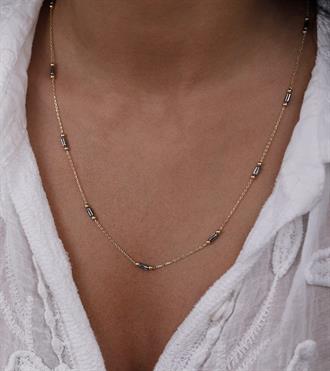 Siyah Çubuklu Zincir Kolye