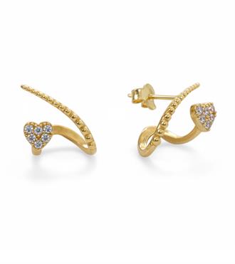 Taşlı Kalp Tasarım Küpe