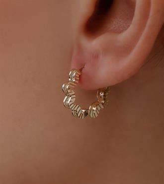 Taşlı Çiçek Halka Küpe