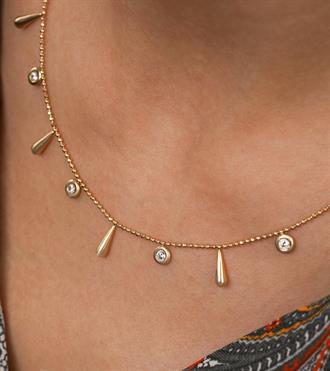 Taş ve Damla Sallantılı Kolye