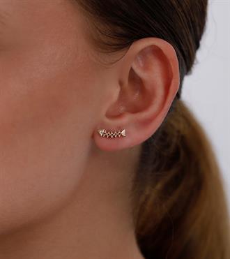 Balık Kılçığı Vidalı Küpe