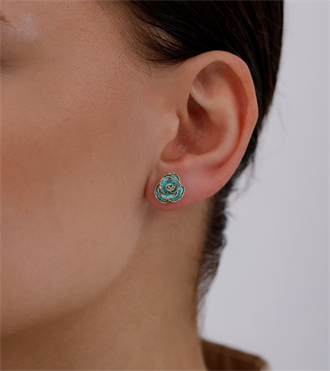 İtalyan Gül Küpe-Turkuaz