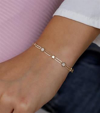 Daire ve Yıldızlı Ataç Bileklik