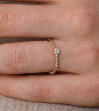 Mini Firuzeli Çiçek Yüzük