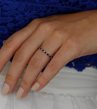 Lacivert Baget Dizilim Yüzük